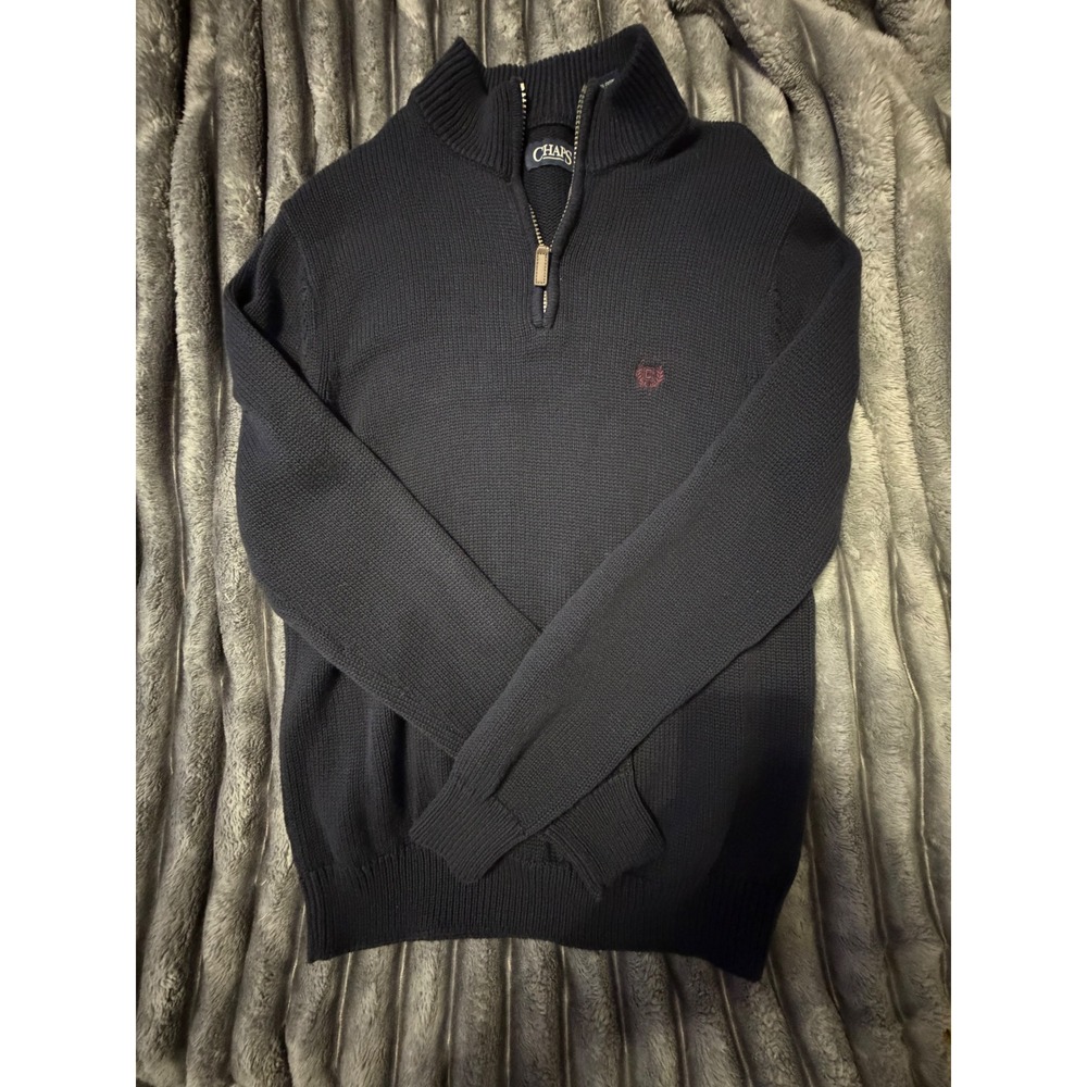 Chaps Mens Navy Blue 100% Cotton Quarter Zip Pullover Sweater Size M